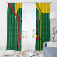 Dominica Flag Window Curtain National Parrot and Stars Design with Motto Apres Bondie C’est La Ter - Wonder Print Shop