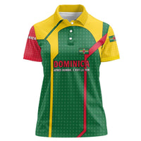 Dominica Flag Women Polo Shirt National Parrot and Stars Design with Motto Apres Bondie C’est La Ter - Wonder Print Shop