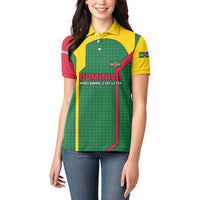 Dominica Flag Women Polo Shirt National Parrot and Stars Design with Motto Apres Bondie C’est La Ter - Wonder Print Shop