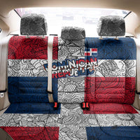 Dominican Republic Flag Back Car Seat Cover Red White and Blue Pattern with National Emblem and Tribal Design - Wonder Print Shop