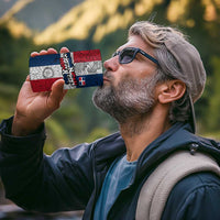 Dominican Republic Flag 4 in 1 Can Cooler Tumbler Red White and Blue Pattern with National Emblem and Tribal Design - Wonder Print Shop