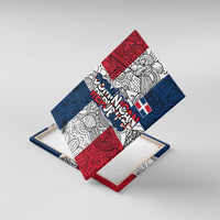 Dominican Republic Flag Canvas Wall Art Red White and Blue Pattern with National Emblem and Tribal Design - Wonder Print Shop