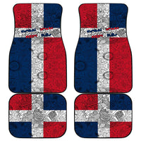 Dominican Republic Flag Car Mats Red White and Blue Pattern with National Emblem and Tribal Design - Wonder Print Shop