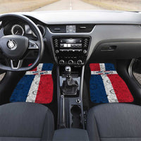 Dominican Republic Flag Car Mats Red White and Blue Pattern with National Emblem and Tribal Design - Wonder Print Shop