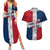 Dominican Republic Flag Couples Matching Summer Maxi Dress and Hawaiian Shirt Red White and Blue Pattern with National Emblem and Tribal Design - Wonder Print Shop