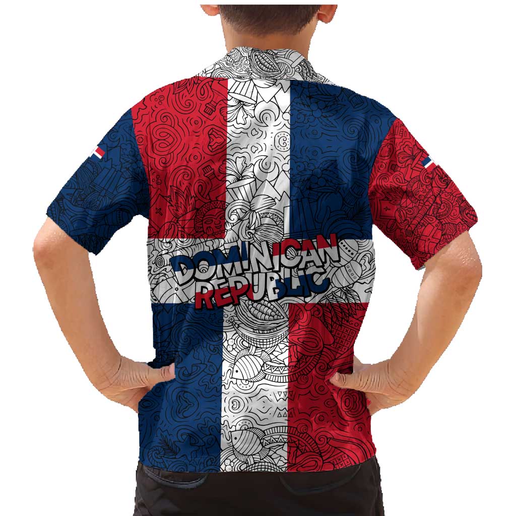 Dominican Republic Flag Family Matching Mermaid Dress and Hawaiian Shirt Red White and Blue Pattern with National Emblem and Tribal Design - Wonder Print Shop