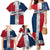 Dominican Republic Flag Family Matching Mermaid Dress and Hawaiian Shirt Red White and Blue Pattern with National Emblem and Tribal Design - Wonder Print Shop