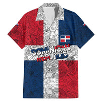 Dominican Republic Flag Family Matching Mermaid Dress and Hawaiian Shirt Red White and Blue Pattern with National Emblem and Tribal Design - Wonder Print Shop