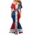 Dominican Republic Flag Family Matching Mermaid Dress and Hawaiian Shirt Red White and Blue Pattern with National Emblem and Tribal Design - Wonder Print Shop