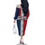 Dominican Republic Flag Family Matching Off The Shoulder Long Sleeve Dress and Hawaiian Shirt Red White and Blue Pattern with National Emblem and Tribal Design - Wonder Print Shop