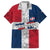 Dominican Republic Flag Family Matching Off Shoulder Maxi Dress and Hawaiian Shirt Red White and Blue Pattern with National Emblem and Tribal Design - Wonder Print Shop