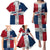 Dominican Republic Flag Family Matching Puletasi and Hawaiian Shirt Red White and Blue Pattern with National Emblem and Tribal Design - Wonder Print Shop