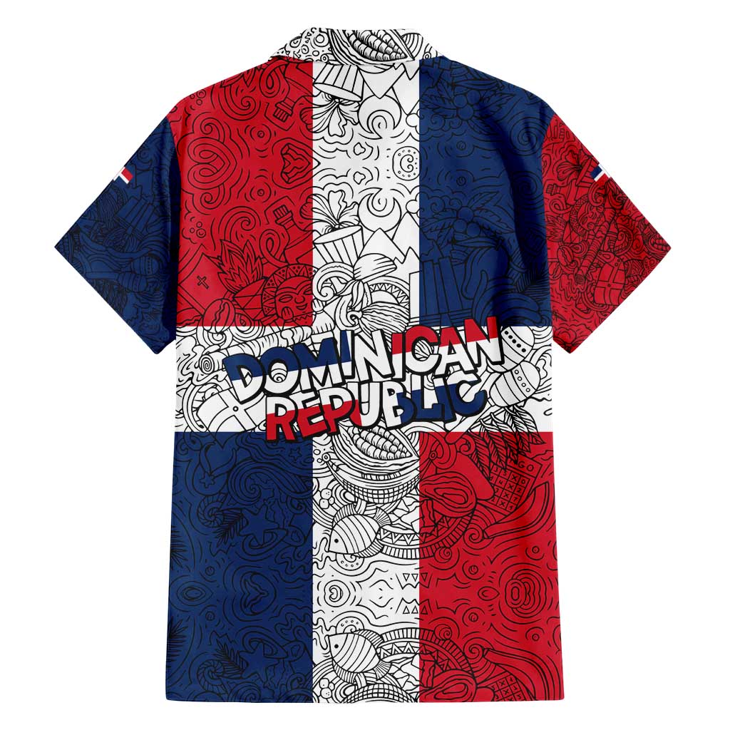 Dominican Republic Flag Family Matching Puletasi and Hawaiian Shirt Red White and Blue Pattern with National Emblem and Tribal Design - Wonder Print Shop