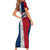 Dominican Republic Flag Family Matching Short Sleeve Bodycon Dress and Hawaiian Shirt Red White and Blue Pattern with National Emblem and Tribal Design - Wonder Print Shop