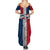 Dominican Republic Flag Family Matching Summer Maxi Dress and Hawaiian Shirt Red White and Blue Pattern with National Emblem and Tribal Design - Wonder Print Shop