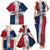 Dominican Republic Flag Family Matching Tank Maxi Dress and Hawaiian Shirt Red White and Blue Pattern with National Emblem and Tribal Design - Wonder Print Shop