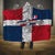 Dominican Republic Flag Hooded Blanket Red White and Blue Pattern with National Emblem and Tribal Design - Wonder Print Shop