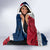 Dominican Republic Flag Hooded Blanket Red White and Blue Pattern with National Emblem and Tribal Design - Wonder Print Shop