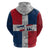 Dominican Republic Flag Hoodie Red White and Blue Pattern with National Emblem and Tribal Design - Wonder Print Shop