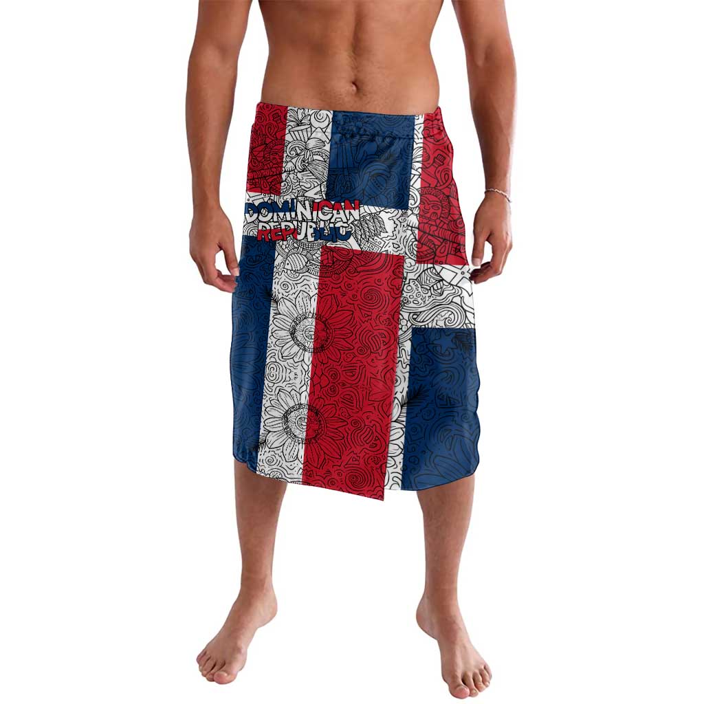 Dominican Republic Flag Lavalava Red White and Blue Pattern with National Emblem and Tribal Design - Wonder Print Shop