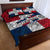 Dominican Republic Flag Quilt Bed Set Red White and Blue Pattern with National Emblem and Tribal Design - Wonder Print Shop