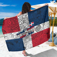 Dominican Republic Flag Sarong Red White and Blue Pattern with National Emblem and Tribal Design - Wonder Print Shop