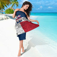 Dominican Republic Flag Sarong Red White and Blue Pattern with National Emblem and Tribal Design - Wonder Print Shop
