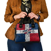 Dominican Republic Flag Shoulder Handbag Red White and Blue Pattern with National Emblem and Tribal Design - Wonder Print Shop
