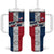 Dominican Republic Flag Tumbler With Handle Red White and Blue Pattern with National Emblem and Tribal Design - Wonder Print Shop