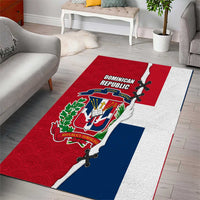 Dominican Republic Flag Half Zip Design Area Rug with Coat of Arms and Taino Symbol - Wonder Print Shop