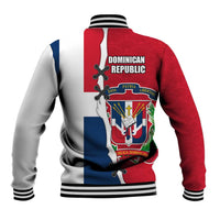 Dominican Republic Flag Half Zip Design Baseball Jacket with Coat of Arms and Taino Symbol - Wonder Print Shop