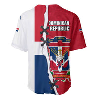 Dominican Republic Flag Half Zip Design Baseball Jersey with Coat of Arms and Taino Symbol - Wonder Print Shop