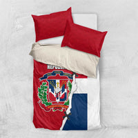 Dominican Republic Flag Half Zip Design Bedding Set with Coat of Arms and Taino Symbol - Wonder Print Shop