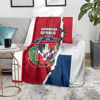 Dominican Republic Flag Half Zip Design Blanket with Coat of Arms and Taino Symbol - Wonder Print Shop