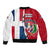 Dominican Republic Flag Half Zip Design Bomber Jacket with Coat of Arms and Taino Symbol - Wonder Print Shop