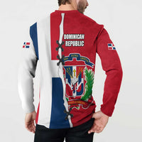 Dominican Republic Flag Half Zip Design Button Sweatshirt with Coat of Arms and Taino Symbol - Wonder Print Shop