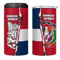 Dominican Republic Flag Half Zip Design 4 in 1 Can Cooler Tumbler with Coat of Arms and Taino Symbol - Wonder Print Shop