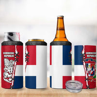 Dominican Republic Flag Half Zip Design 4 in 1 Can Cooler Tumbler with Coat of Arms and Taino Symbol - Wonder Print Shop