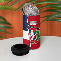 Dominican Republic Flag Half Zip Design 4 in 1 Can Cooler Tumbler with Coat of Arms and Taino Symbol - Wonder Print Shop