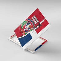 Dominican Republic Flag Half Zip Design Canvas Wall Art with Coat of Arms and Taino Symbol - Wonder Print Shop