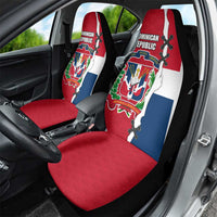 Dominican Republic Flag Half Zip Design Car Seat Cover with Coat of Arms and Taino Symbol - Wonder Print Shop