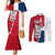 Dominican Republic Flag Half Zip Design Couples Matching Mermaid Dress and Long Sleeve Button Shirt with Coat of Arms and Taino Symbol - Wonder Print Shop