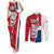 Dominican Republic Flag Half Zip Design Couples Matching Tank Maxi Dress and Long Sleeve Button Shirt with Coat of Arms and Taino Symbol - Wonder Print Shop