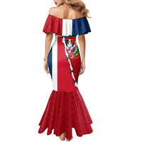 Dominican Republic Flag Half Zip Design Family Matching Mermaid Dress and Hawaiian Shirt with Coat of Arms and Taino Symbol - Wonder Print Shop