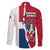 Dominican Republic Flag Half Zip Design Family Matching Off The Shoulder Long Sleeve Dress and Hawaiian Shirt with Coat of Arms and Taino Symbol - Wonder Print Shop