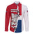 Dominican Republic Flag Half Zip Design Family Matching Off Shoulder Short Dress and Hawaiian Shirt with Coat of Arms and Taino Symbol - Wonder Print Shop