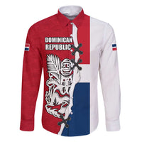 Dominican Republic Flag Half Zip Design Family Matching Puletasi and Hawaiian Shirt with Coat of Arms and Taino Symbol - Wonder Print Shop