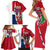 Dominican Republic Flag Half Zip Design Family Matching Short Sleeve Bodycon Dress and Hawaiian Shirt with Coat of Arms and Taino Symbol - Wonder Print Shop