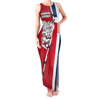 Dominican Republic Flag Half Zip Design Family Matching Tank Maxi Dress and Hawaiian Shirt with Coat of Arms and Taino Symbol - Wonder Print Shop