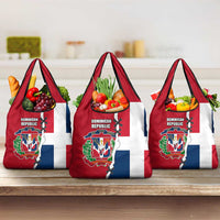 Dominican Republic Flag Half Zip Design Grocery Bag with Coat of Arms and Taino Symbol - Wonder Print Shop